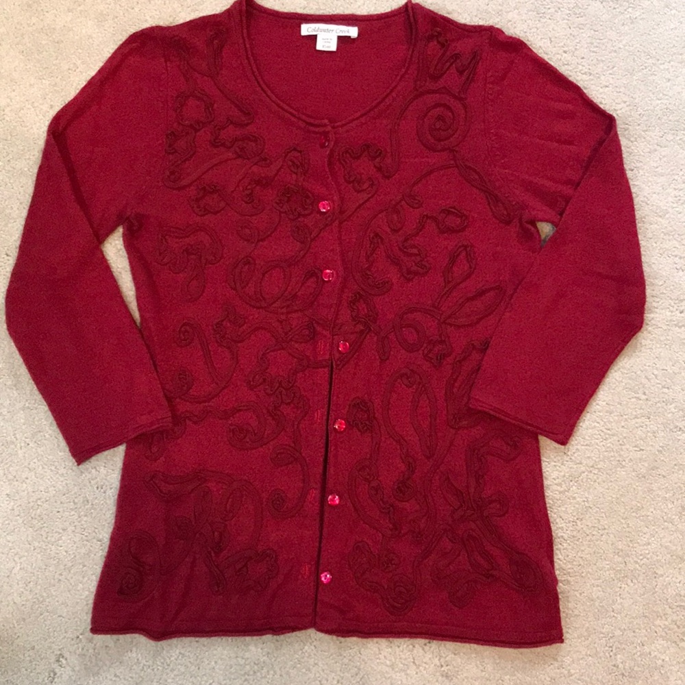 Coldwater Creek red button sweater cardigan xs